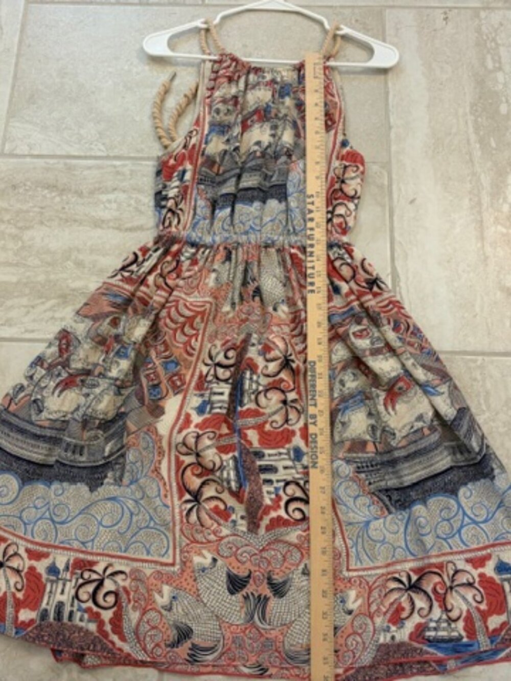 Anthropologie Floreat 100% Silk Women's Dress Size Small Nautical Rope Coastal - Picture 11 of 11
